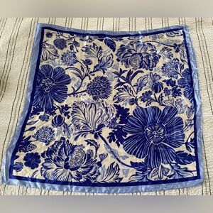 Blue floral square neck scarf head scarf bag scarf